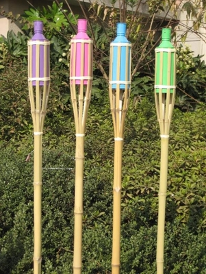 Yard-Garten-Bambus-Tiki Torch With Refillable Replacement-Öl-Kanister im Freien