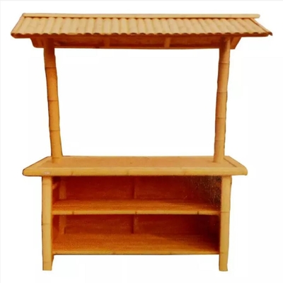 Bambusstrand-Tiki Bar With Bottle Rack-trinkende Bambusstühle mit hinterer Unterstützung