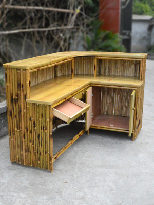 Cabana-Partei tropisches BambusTiki Bar 220x160cm mit Unterkabinett-Regal-Schemeln