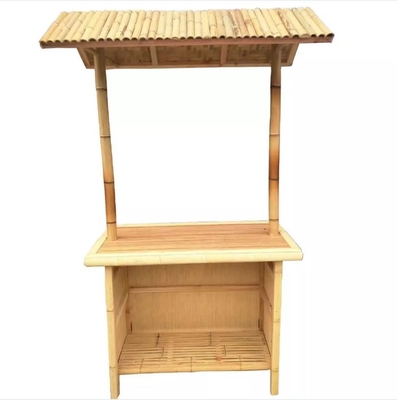 Bambusstrand-Tiki Bar With Bottle Rack-trinkende Bambusstühle mit hinterer Unterstützung