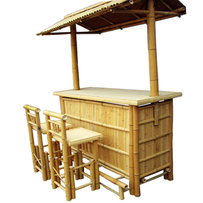 Bambusstrand-Tiki Bar With Bottle Rack-trinkende Bambusstühle mit hinterer Unterstützung